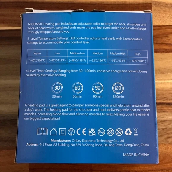 NIUONSIX Heating Pad for Neck and Shoulders Weighted 6 Heat Settings Timer New - Picture 2 of 9